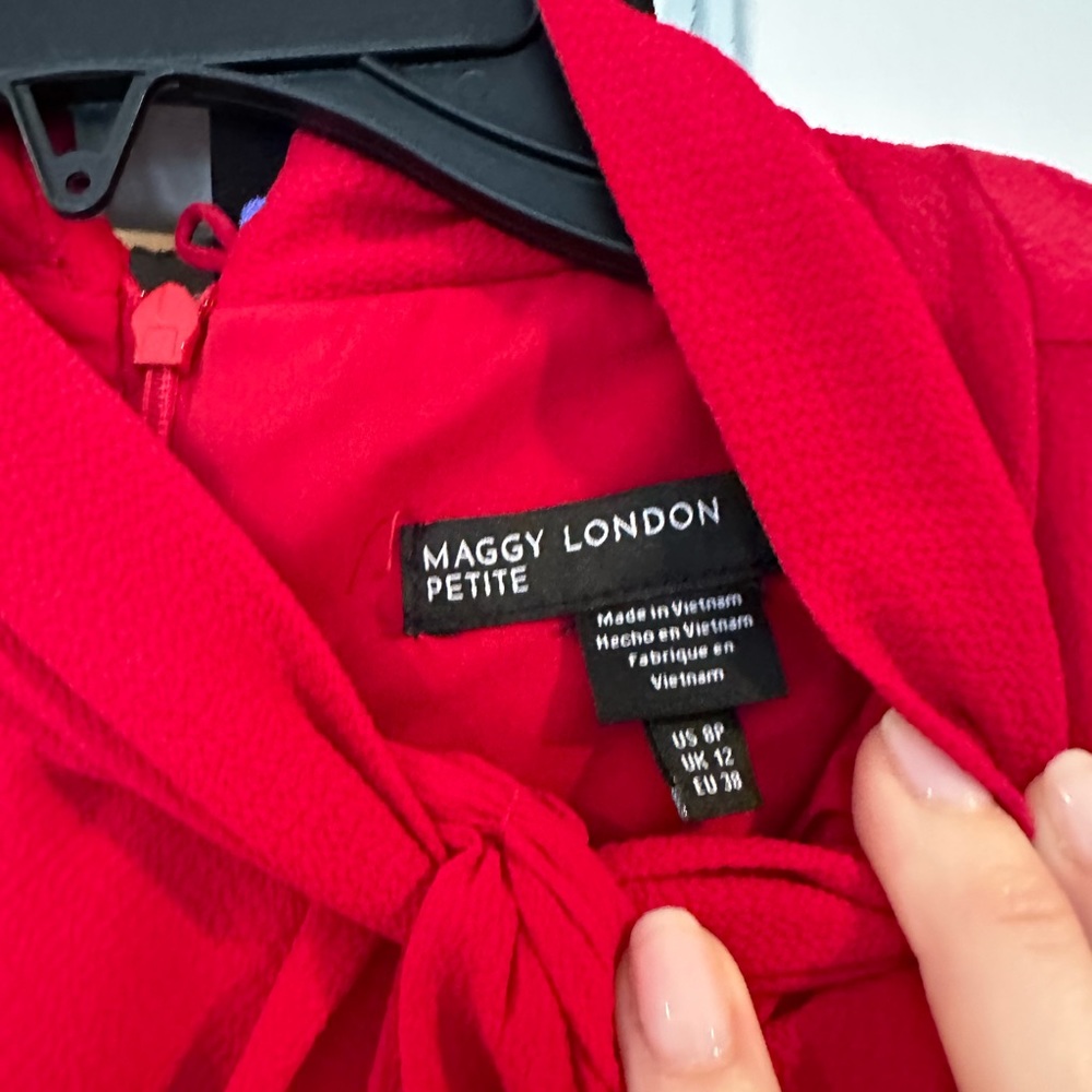 Red, new with tags, flutter sleeve 8P dress.